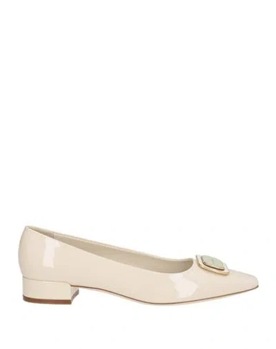 Ferragamo Woman Ballet Flats Cream Size 8.5 Calfskin In Neutral