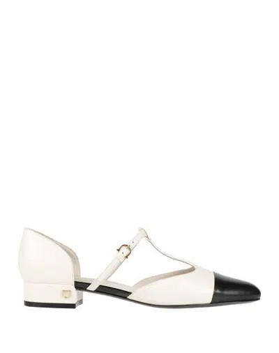 Ferragamo Woman Ballet Flats Cream Size 8.5 Leather In White