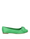 Ferragamo Woman Ballet Flats Green Size 7.5 Textile Fibers In Green