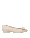 Ferragamo Woman Ballet Flats Off White Size 7 Calfskin