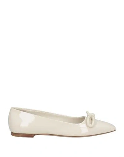 Ferragamo Woman Ballet Flats Ivory Size 7.5 Calfskin In White
