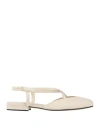 Ferragamo Woman Ballet Flats Ivory Size 8.5 Calfskin In Neutral