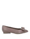Ferragamo Woman Ballet Flats Khaki Size 7.5 Lambskin In Beige