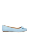 Ferragamo Woman Ballet Flats Light Blue Size 8 Lambskin In Blue