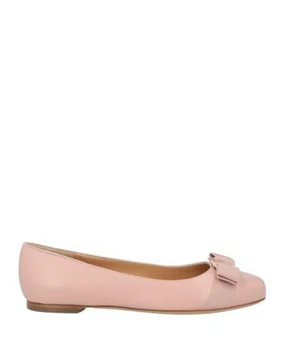 FERRAGAMO FERRAGAMO WOMAN BALLET FLATS LIGHT PINK SIZE 5.5 LAMBSKIN