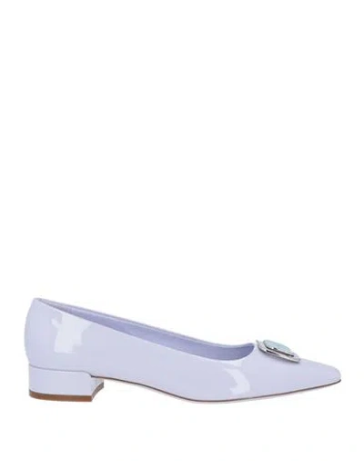 Ferragamo Woman Ballet Flats Lilac Size 8.5 Calfskin In Purple