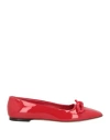 Ferragamo Anz Patent Leather Ballerinas With Vara Bow In Red