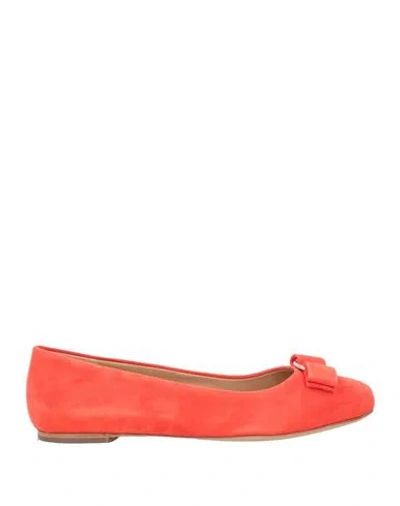 Ferragamo Woman Ballet Flats Red Size 8 Calfskin