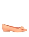 Ferragamo Woman Ballet Flats Salmon Pink Size 4.5 Lambskin In Pink