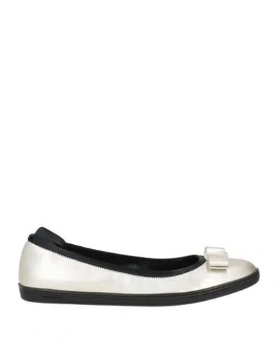 Ferragamo Woman Ballet Flats Silver Size 6 Lambskin