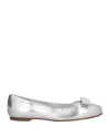 Ferragamo Silver Varina Ballerina Flats In Silver