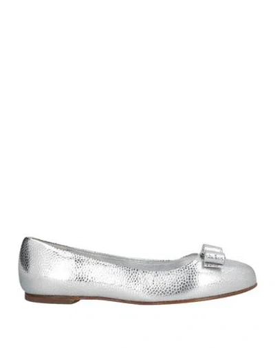 Ferragamo Silver Varina Ballerina Flats In 029 Gull Grey