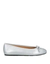 Ferragamo Woman Ballet Flats Silver Size 8 Lambskin In Silver