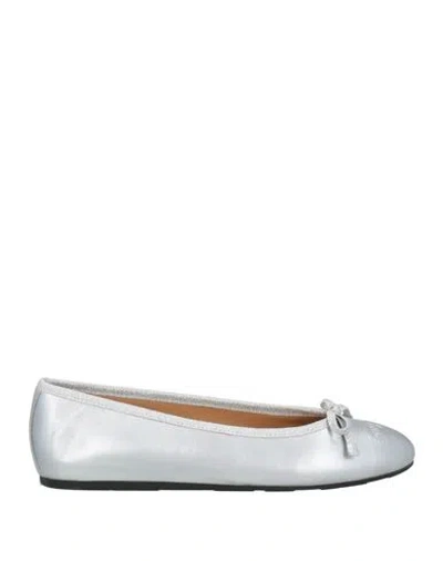 Ferragamo Woman Ballet Flats Silver Size 8 Lambskin In Grey