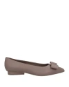 Ferragamo Woman Ballet Flats Taupe Size 7 Lambskin