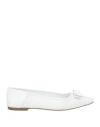 Ferragamo Woman Ballet Flats White Size 7.5 Lambskin In White