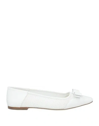 Ferragamo Woman Ballet Flats White Size 7.5 Lambskin
