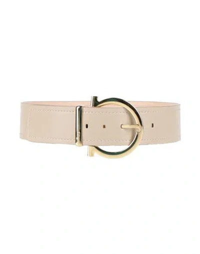 Ferragamo Woman Belt Beige Size 32 Leather In White