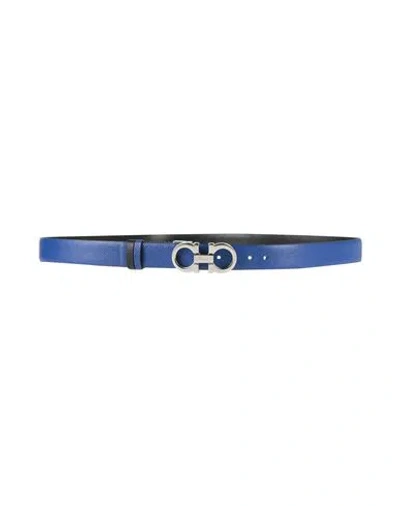 Ferragamo Woman Belt Blue Size 39.5 Leather