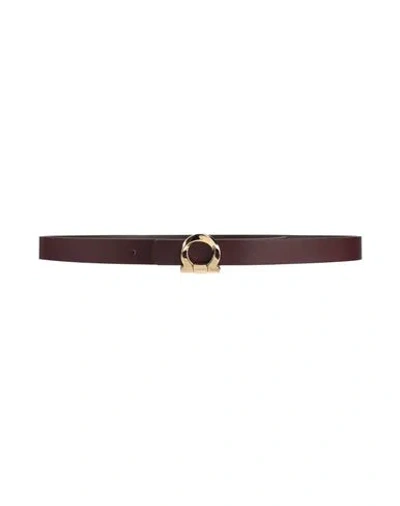 Ferragamo Woman Belt Burgundy Size 39.5 Leather In Red