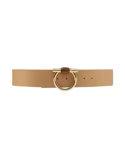 Ferragamo Woman Belt Camel Size 38 Leather In Sand