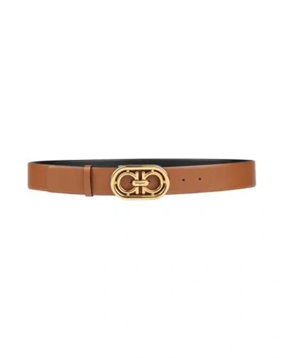 Ferragamo Woman Belt Camel Size 39.5 Calfskin In Sand