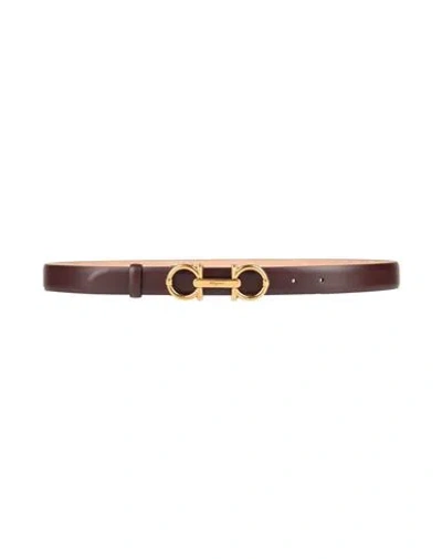Ferragamo Woman Belt Chocolate Brown Size 39.5 Leather