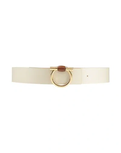 Ferragamo Woman Belt Cream Size 39.5 Leather In White
