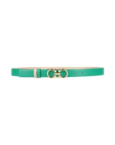 Ferragamo Woman Belt Green Size 39.5 Calfskin