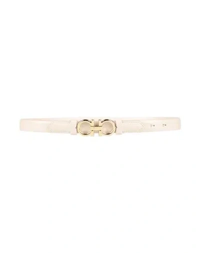 Ferragamo Woman Belt Ivory Size 28 Leather In Neutral