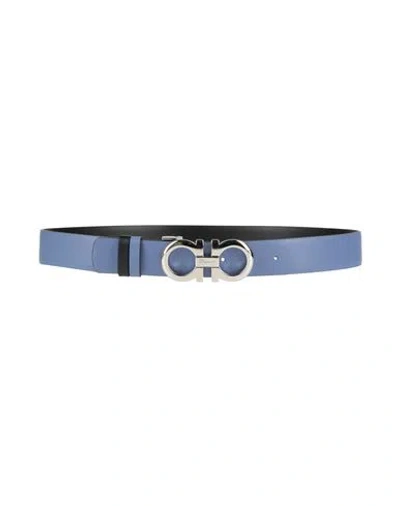 Ferragamo Woman Belt Light Blue Size 39.5 Calfskin