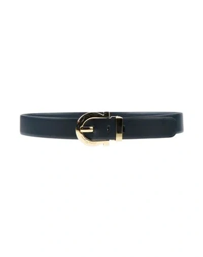 Ferragamo Woman Belt Midnight Blue Size 39.5 Calfskin