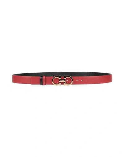 Ferragamo Woman Belt Red Size 39.5 Calfskin