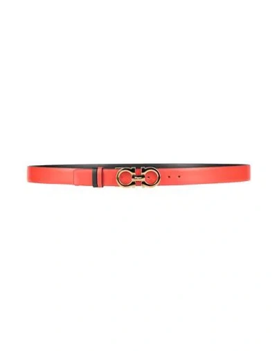 Ferragamo Woman Belt Red Size 39.5 Calfskin In Orange