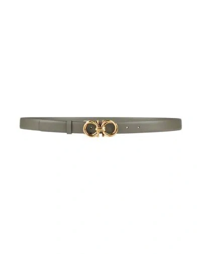 Ferragamo Woman Belt Sage Green Size 39.5 Calfskin