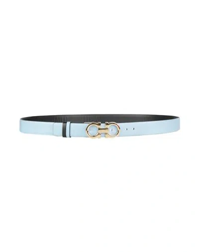 Ferragamo Woman Belt Sky Blue Size 39.5 Calfskin