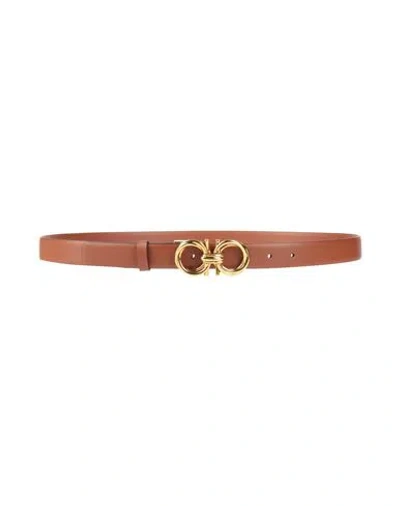 Ferragamo Woman Belt Tan Size 39.5 Calfskin In Brown