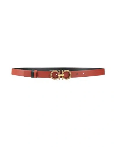 Ferragamo Woman Belt Tan Size 39.5 Calfskin In Brown