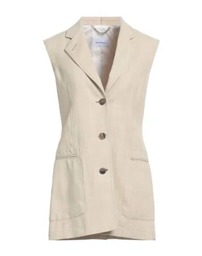 Ferragamo Woman Blazer Beige Size 0 Viscose, Lambskin