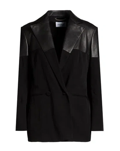 Ferragamo Woman Blazer Black Size 10 Viscose, Lambskin In Animal Print