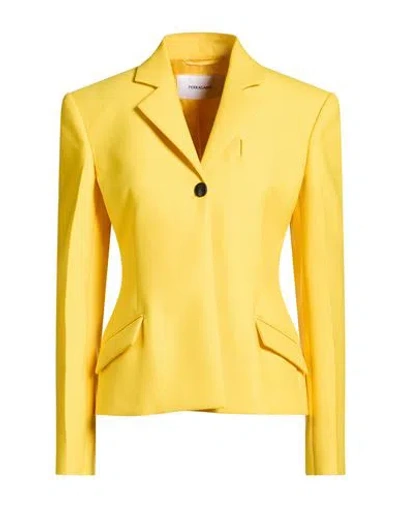 Ferragamo Woman Blazer Yellow Size 8 Virgin Wool