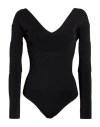 Ferragamo Woman Bodysuit Black Size L Viscose, Polyamide, Polyurethane In Black