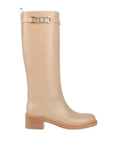 Ferragamo Woman Boot Beige Size 5.5 Calfskin