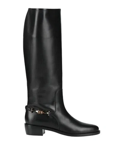 Ferragamo Woman Boot Black Size 6.5 Calfskin In Animal Print