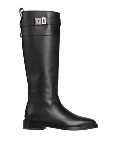 Ferragamo Rony Boot In Black Leather In Schwarz