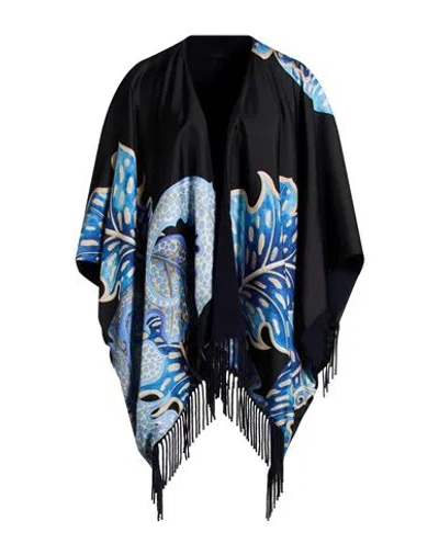 Ferragamo Woman Cape Black Size Onesize Wool, Cashmere, Silk In Multi