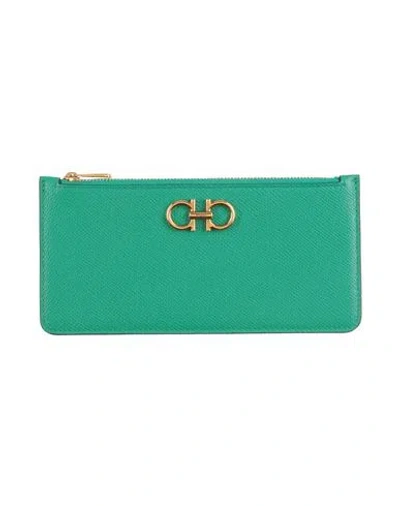Ferragamo Woman Cardholder Green Size - Calfskin