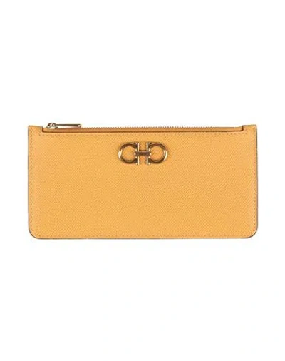 Ferragamo Woman Cardholder Marigold Size - Calfskin In Yellow