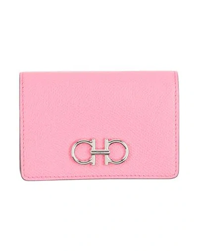 Ferragamo Woman Cardholder Pink Size - Calfskin In Brown