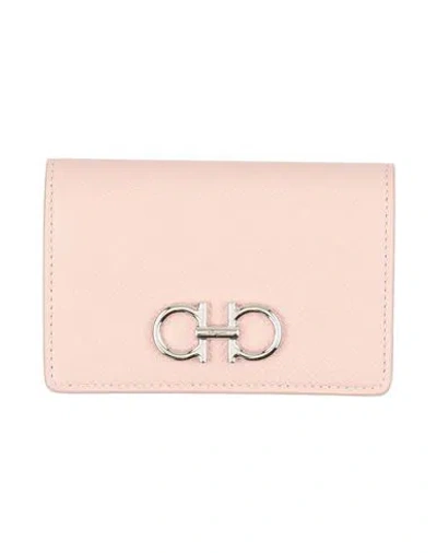 Ferragamo Woman Cardholder Pink Size - Calfskin In Blue